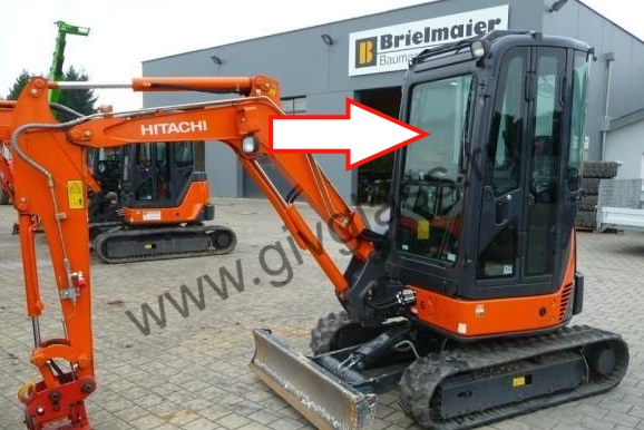 Экскаватор HITACHI ZX 22U/27U/30U/40U/50U - Стекло лобовое верхнее (закаленное)